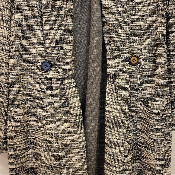 MAX STUDIO Black and White Knit Tweed Double Breasted Jacket M NWT - Picture 10 of 16